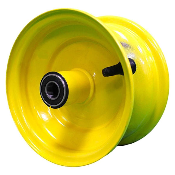 Antego bare 6x3.25 equipment-yellow lawn-mower wheel with zero-offset catalog geometry, 4-pack listing