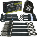 Heavy Duty Ratchet Tie Down Straps with Soft Loops (1.6" x 8 ft) | AAR Certified Break Strength (5,208 lbs)-1