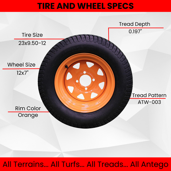 23x9.50-12 Scag Cougar Tiger Cub 48” Tire/Wheel Assemblies - Replaces 482044 481659 (Set of Two) ATW-003.