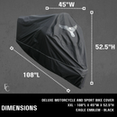 Premium Motorcycle Cover with Night Reflector and Eagle Emblem (XXL) Black-6