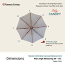 11ft Market Patio Umbrella 8 Rib Replacement Canopy Taupe-2