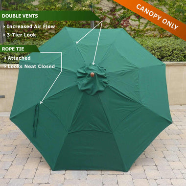 11ft Market Patio Umbrella Double-Vented 8 Rib Replacement Canopy Hunter Green - 0