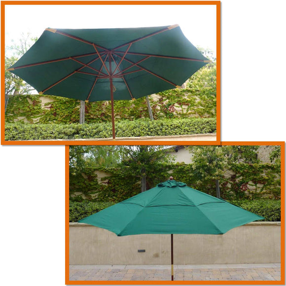 11ft Market Patio Umbrella Double-Vented 8 Rib Replacement Canopy Hunter Green