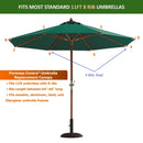11ft Market Patio Umbrella Double-Vented 8 Rib Replacement Canopy Hunter Green-5