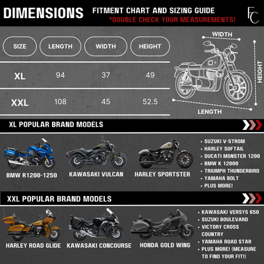 Premium Motorcycle Cover with Night Reflector and Eagle Emblem (XXL) Black - 0
