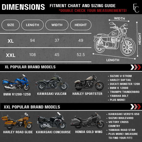 Premium Motorcycle Cover with Night Reflector and Eagle Emblem (XXL) Black