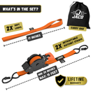 Retractable Ratchet Straps - 1" x 15 ft (1,760 lbs Break Strength) | Auto Self Retracting Cargo Tie Down Strap Set-37