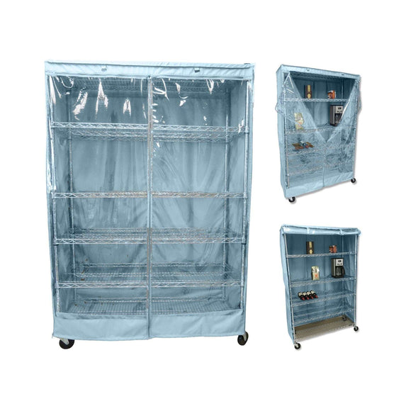 Storage Shelving Unit Cover, fits racks 36"W x 18"D x 72"H one side see through panel in Glacier Blue