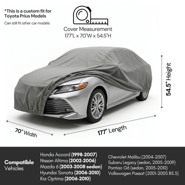 Toyota Prius Car Cover - 177"L x 70"W x 54.5"H - Charcoal Grey - 0