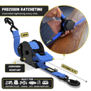 Retractable Ratchet Straps - 1" x 15 ft (1,760 lbs Break Strength) | Auto Self Retracting Cargo Tie Down Strap Set-15