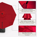 10ft Cantilever Supported Bar Umbrella 8 Rib Replacement Canopy Red-3