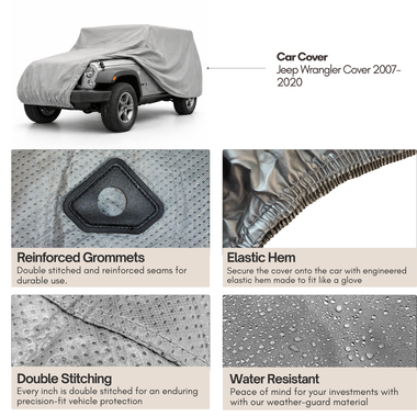 Jeep Cover fits 2007-2022 Jeep Wrangler | 2 Doors in Grey - 0