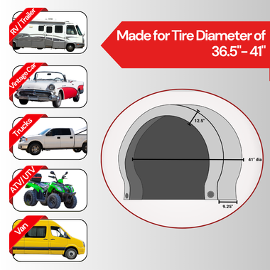 Deluxe tire/wheel covers fits tire 36.5"- 41" dia. for RV's, Travel Trailers, Toy Haulers, 5th wheel trailers, Truck, Van, SUV (Set of 4) - 0