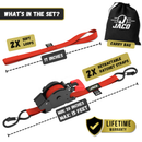 Retractable Ratchet Straps - 1" x 15 ft (1,760 lbs Break Strength) | Auto Self Retracting Cargo Tie Down Strap Set-47