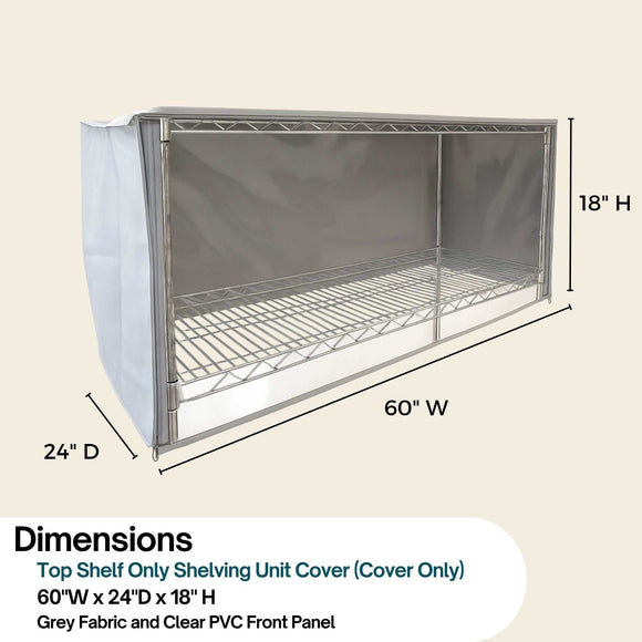 Storage Shelving Top Cover, 60"W x 24"D x 18"H, one side see through panel (Top Part ONLY)
