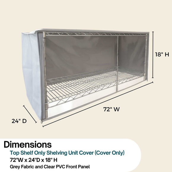 Storage Shelving Top Cover, 72"W x 24"D x 18"H, one side see through panel (Top Part ONLY)