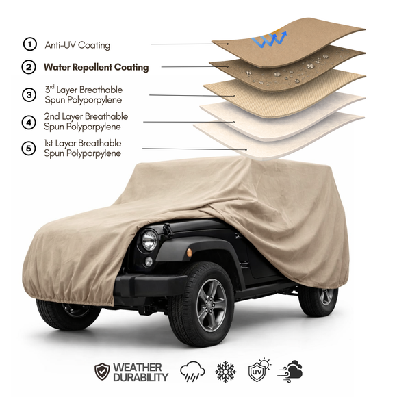 Jeep Cover for 1976–2006 – Water Resistant Taupe