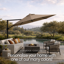 11 ft Cantilever Umbrella Replacement Canopy Supported Bar 8 Ribs Taupe-7