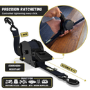 Retractable Ratchet Straps - 1" x 15 ft (1,760 lbs Break Strength) | Auto Self Retracting Cargo Tie Down Strap Set-5