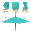 11ft Market Patio Umbrella 8 Rib Replacement Canopy Aruba Turquoise-5