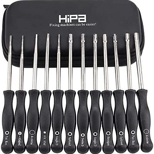 Biuhpa Set mit 12 Schraubendreher Vergaser-Einstellwerkzeug mit Reinigungsbürsten, Splined/Pac Man/Double D für Poulan Husqvarna STHIL Echo Motor Motorsense Kettensäge