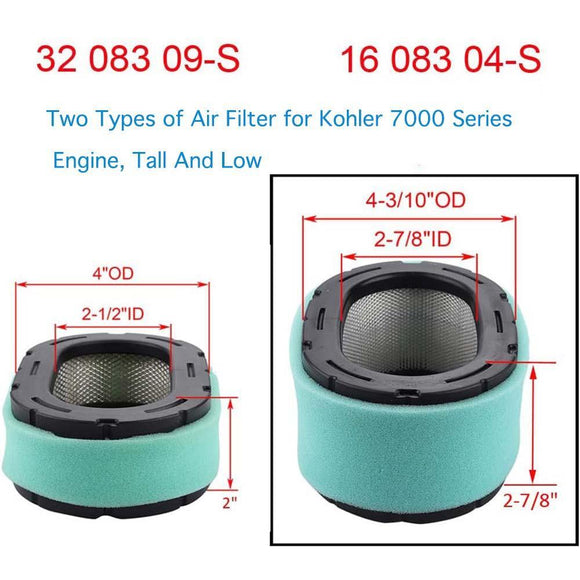 Hipa 16-083-04-S Air Filter Fits Kohler 7000 Series KT715 KT725 KT730 KT735 ZT710 ZT720 ZT730 ZT740 Lawn Mower Engine Use Rotary 14855 Pre filter