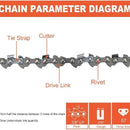16 Inch Chain 3/8 LP .050 57 DL For S57 Echo CS290 CS300 CS305 CS306 CS310 CS370 CS400 CS352 Chainsaw # 91VXL057G 91PXL057G 91PX57CQ-4