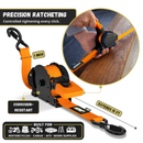 Retractable Ratchet Straps - 1" x 15 ft (1,760 lbs Break Strength) | Auto Self Retracting Cargo Tie Down Strap Set-35