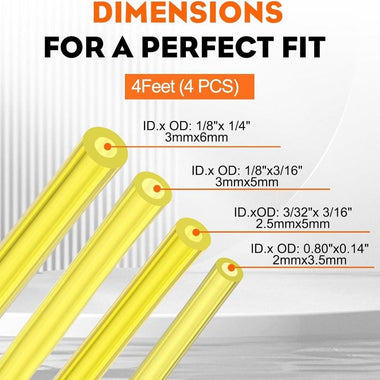 4 Sizes 4-Ft-Each Clear Fuel Line for 2-Stroke Small Engine Stihl Poulan Chainsaw Weedeater Trimmer Leaf Blower I.D.xO.D. 3/32 x 3/16 1/8 x 3/16 inch - 0