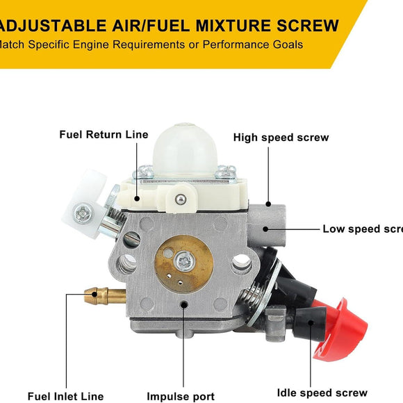 Hipa Carburetor Kit for Stihl FS 56 RC FS56 FS56RC FS56C HT56C KM56 FS50 HT56 KN56 KM56C Trimmer Replaces C1M-S267A 4144 120 0608