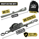 Retractable Ratchet Straps - 1" x 15 ft (1,760 lbs Break Strength) | Auto Self Retracting Cargo Tie Down Strap Set-27