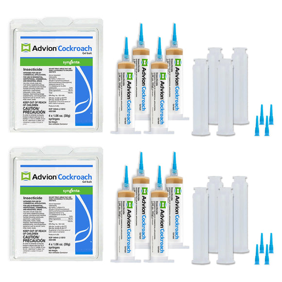 Advion Cockroach Gel Bait, 4 Tubes x 30-Grams, 4 Plunger and 4 Tips, German Roach Insect Pest Control, Indoor and Outdoor Use, Roach Killer Gel for American, German and Other Major Cockroach Species