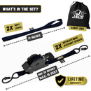 Retractable Ratchet Straps - 1" x 15 ft (1,760 lbs Break Strength) | Auto Self Retracting Cargo Tie Down Strap Set-7