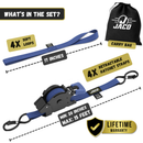Retractable Ratchet Straps - 1" x 15 ft (1,760 lbs Break Strength) | Auto Self Retracting Cargo Tie Down Strap Set-18