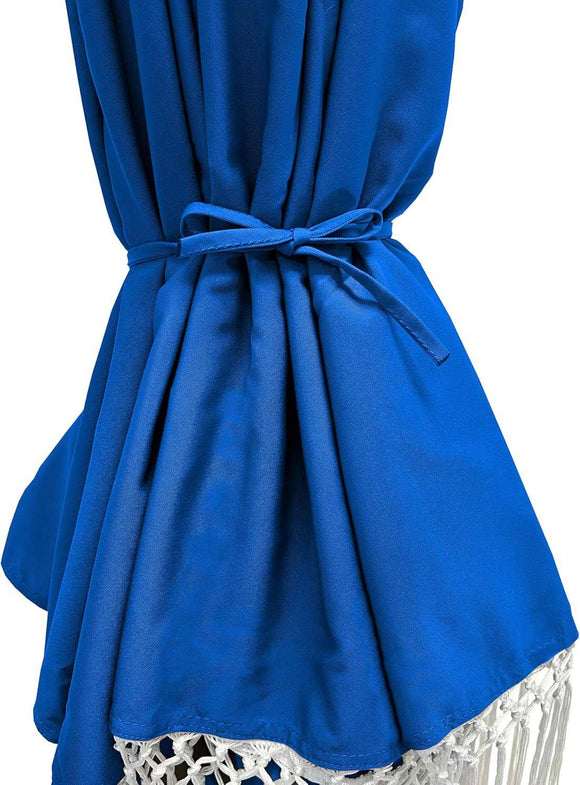 9ft 8 Ribs Replacement Umbrella Canopy w/ Tassels in Capri Blue (Canopy Only)