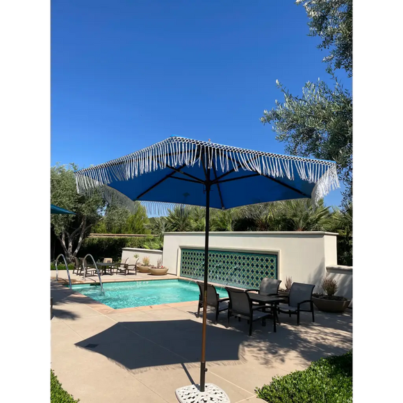 9ft 6 Ribs Replacement Umbrella Canopy w/ Tassels in Capri Blue Olefin (Canopy Only)