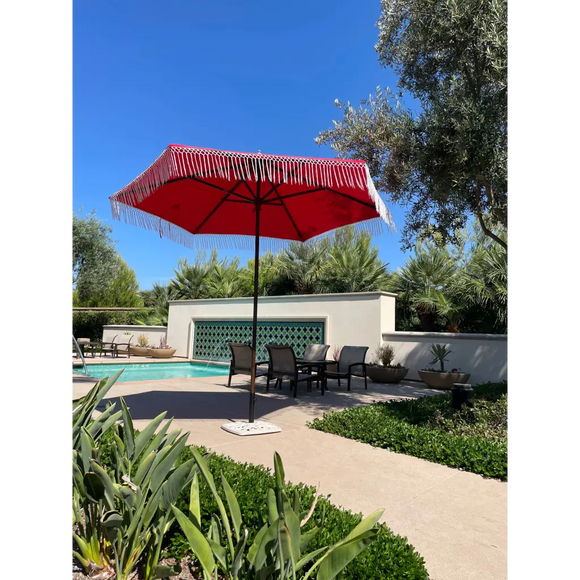 9ft 6 Ribs Replacement Umbrella Canopy w/ Tassels in Red (Canopy Only)
