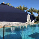 9ft 6 Ribs Replacement Umbrella Canopy w/Fringed Valance in Navy Olefin (Canopy Only)-5