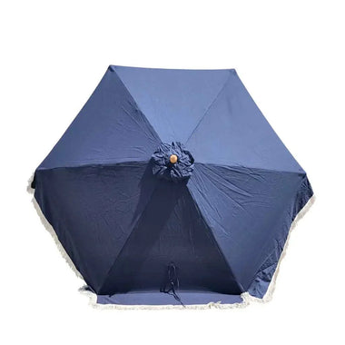 9ft 6 Ribs Replacement Umbrella Canopy w/Fringed Valance in Navy Olefin (Canopy Only) - 0