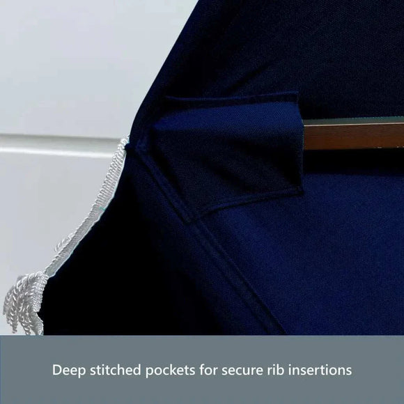 9ft 6 Ribs Replacement Umbrella Canopy w/Fringed Valance in Navy Olefin (Canopy Only)