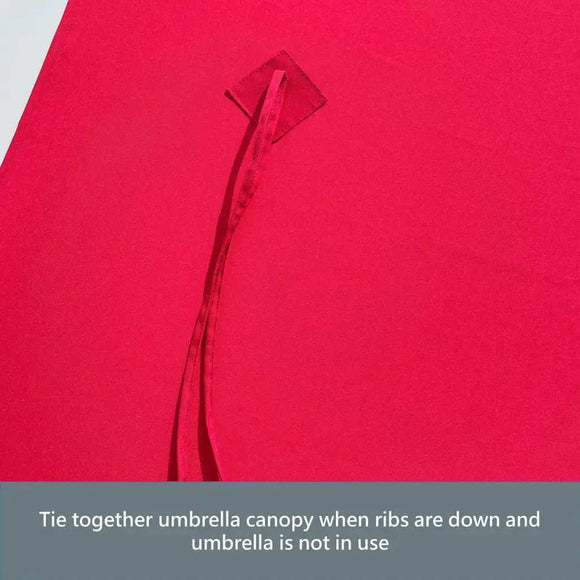 9ft 6 Ribs Replacement Umbrella Canopy w/Fringed Valance in Red (Canopy Only)