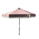 9ft 6 Ribs Replacement Umbrella Canopy w/Fringed Valance in Taupe (Canopy Only)-1