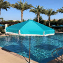 9ft 6 Ribs Replacement Umbrella Canopy w/Fringed Valance in Turquoise (Canopy Only)-6