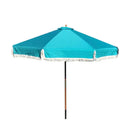 9ft 6 Ribs Replacement Umbrella Canopy w/Fringed Valance in Turquoise (Canopy Only)-1