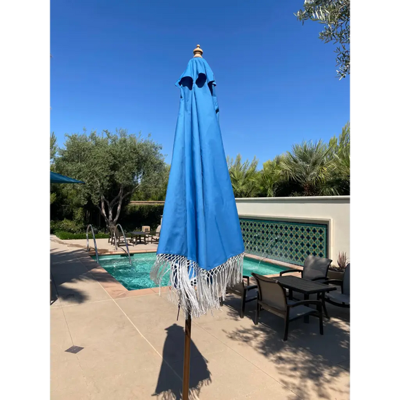 9ft 8 Ribs Replacement Umbrella Canopy w/ Tassels in Capri Blue (Canopy Only)