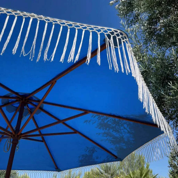 9ft 8 Ribs Replacement Umbrella Canopy w/ Tassels in Capri Blue (Canopy Only)