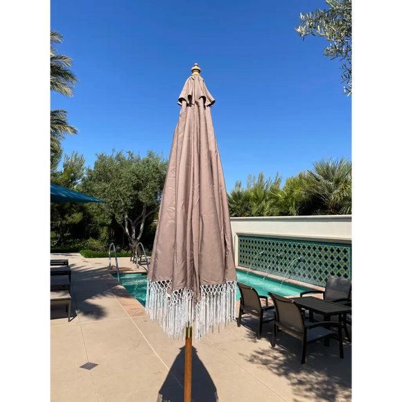 9ft 8 Ribs Replacement Umbrella Canopy w/ Tassels in Taupe (Canopy Only)