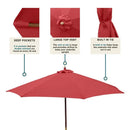 9ft Market Patio Umbrella 6 Rib Replacement Canopy Brick-5