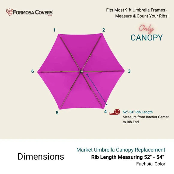 9ft Market Patio Umbrella 6 Rib Replacement Canopy Fuchsia