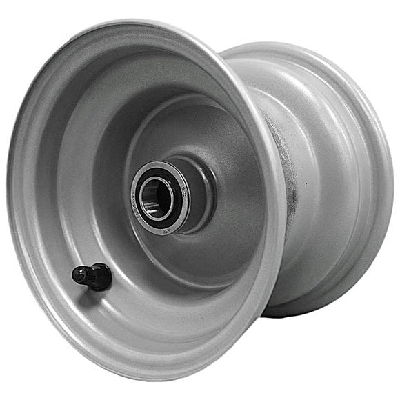 Antego bare 6x4.5 silver mower wheel with 3-inch hub and 3/4-inch bearings, compatible with 532106732, 4-pack listing